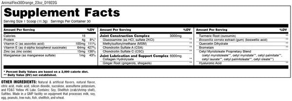 Universal Animal Flex 30 servicios Glucosamina informacion nutricional