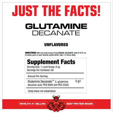 Muscle Meds Glutamine Decanate 300 gr 60 servicios informacion nutricional