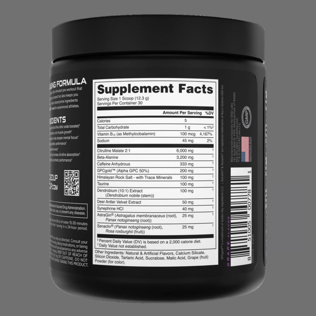 Bucked Up Pre Entreno Woke Af 30 Servicios Informacion nutricional