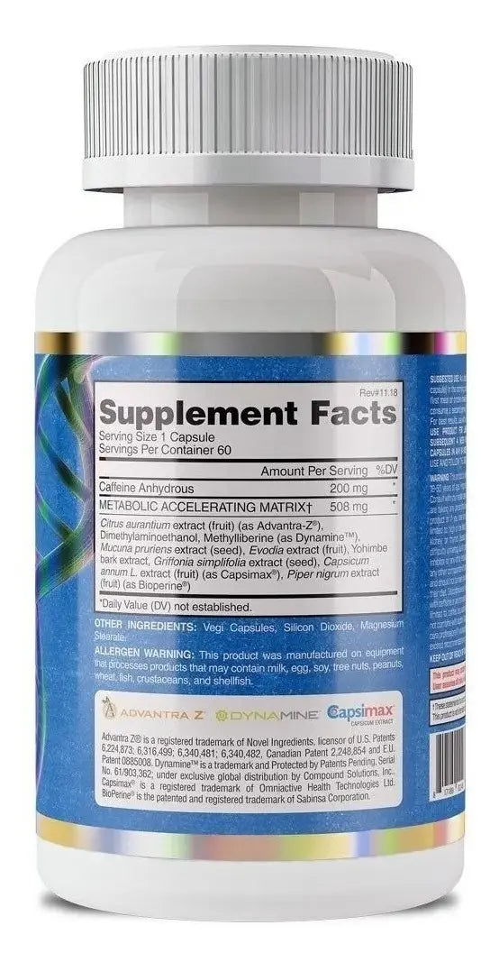 Evogen Lipocide Xtreme 60 Capsulas Informacion nutricional