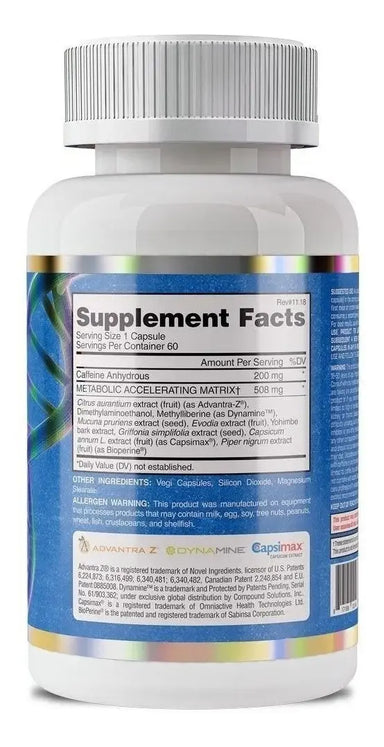 Evogen Lipocide Xtreme 60 Capsulas Informacion nutricional