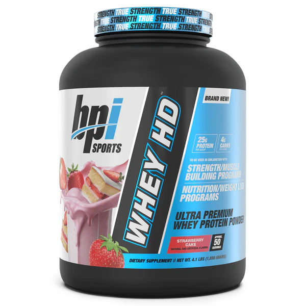 BPI Sports Proteina Whey HD 4.5 Lbs 50 Servicios strawberry cake