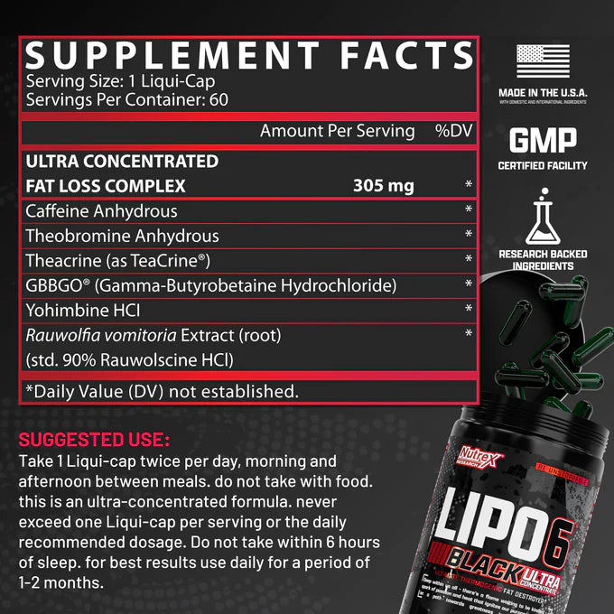 Nutrex Lipo 6 Black Ultra Concentrado 60 Capsulas Informacion Nutricional