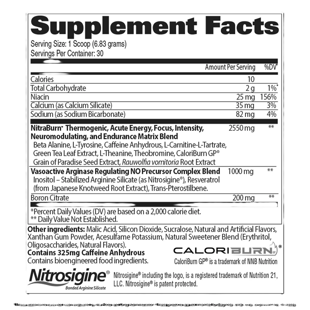 GAT Sports Nitraflex Burn 30 Servicios informacion nutricional