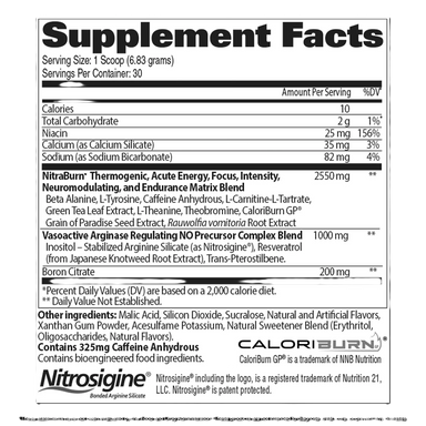 GAT Sports Nitraflex Burn 30 Servicios informacion nutricional