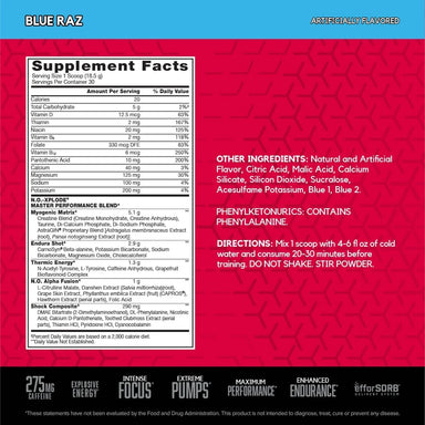 BSN No-Xplode Pre Entreno 30 Servicios informacion nutricional