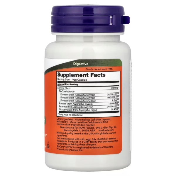 Now Foods Gluten Digest 60 Veg Cap Informacion nutricional