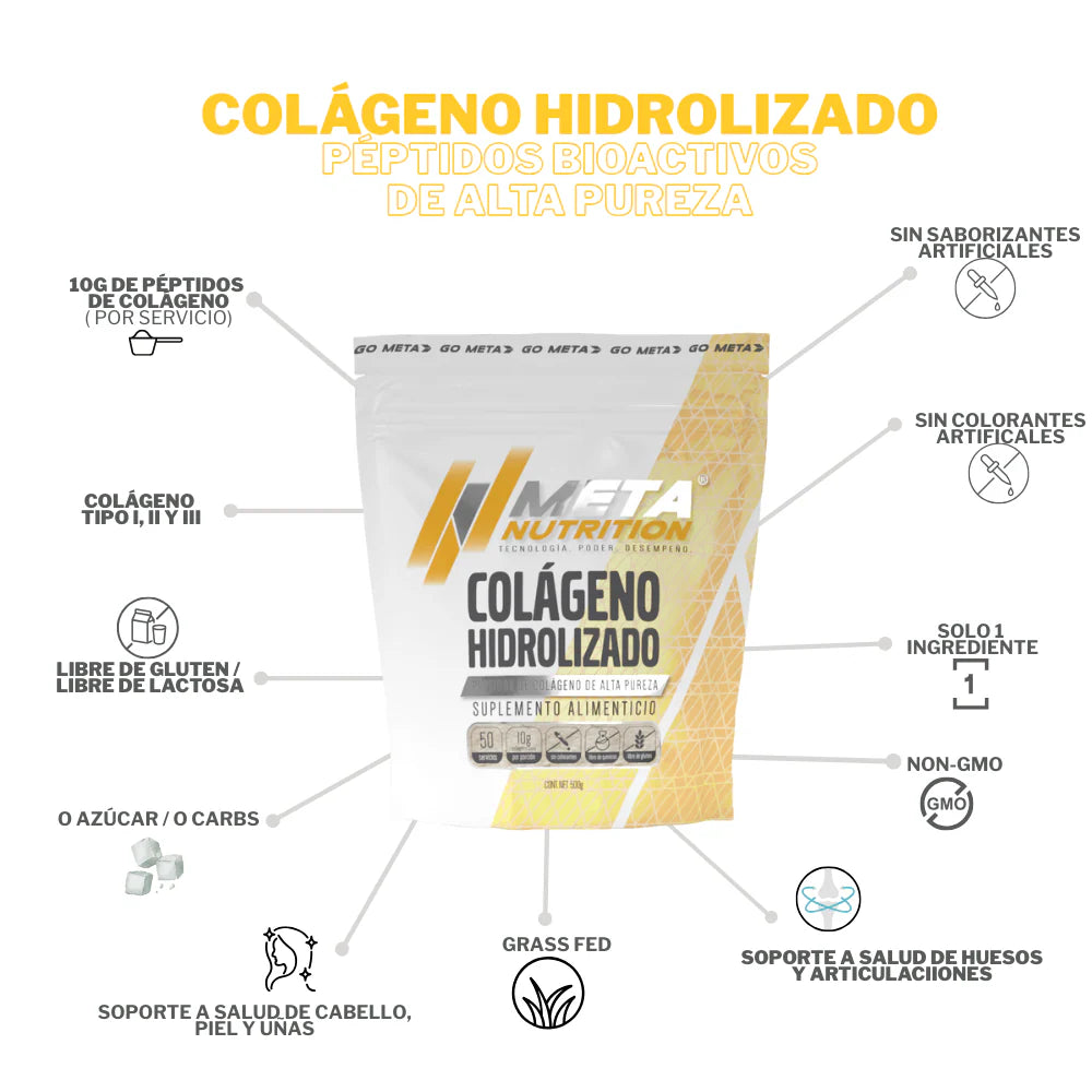 Meta Nutrition Colágeno Hydrolizado 50 Servicios 500gr portada 2