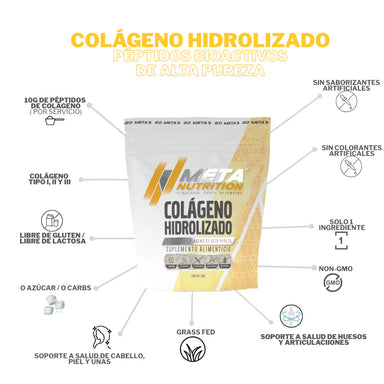 Meta Nutrition Colágeno Hydrolizado 50 Servicios 500gr portada 2