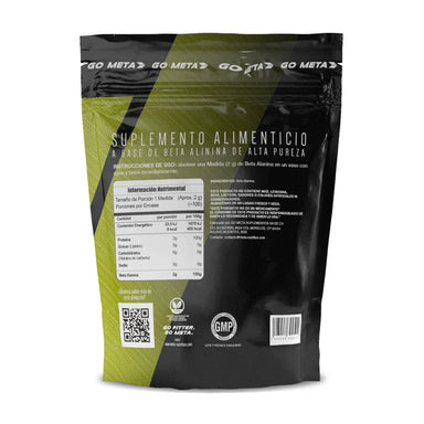 Meta Nutrition Beta Alanina 200g 100 servicios Informacion nutricional