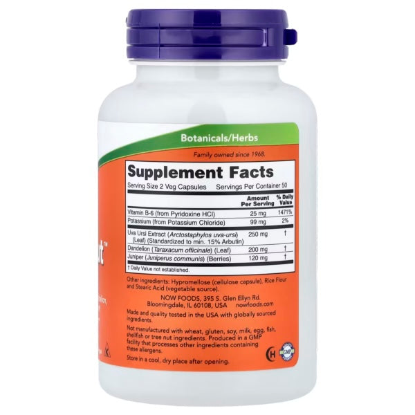 Now Foods Water Out 100 Veg Cap Informacion nutricional