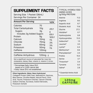 Frog Fuel Ultra Energized Pre-Workout Caffeine 24 shots Mixed Berry Informacion nutricional
