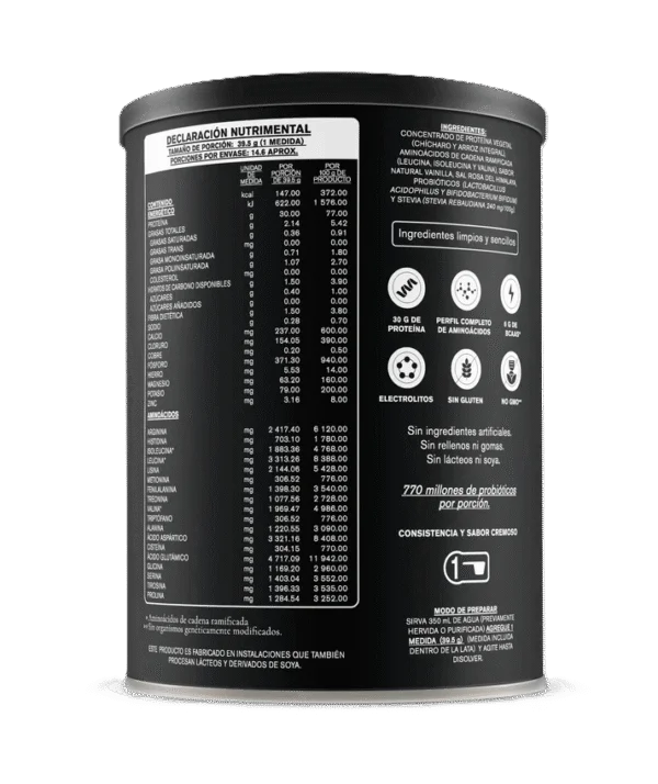 Habits High Performance Proteina Vegana 578gr Informacion nutricional