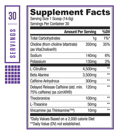 Ryse Loaded Pre Entreno Bazooka Classic Grape 30 Servicios informacion nutricional