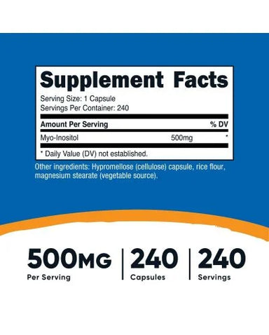 NUTRICOST INOSITOL 500MG 240 CÁPSULAS informacion nutricional