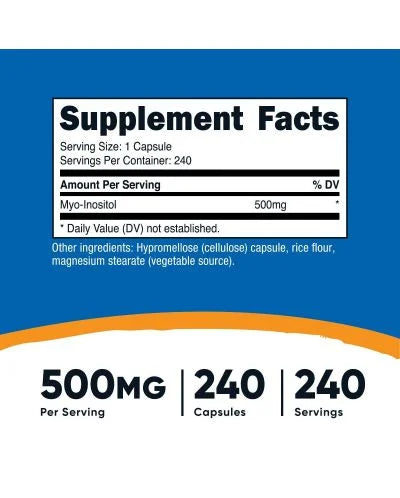 NUTRICOST INOSITOL 500MG 240 CÁPSULAS informacion nutricional