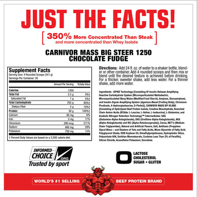 Musclemeds Proteina Carnivor Mass Big Steer 15 Lbs informacion nutricional