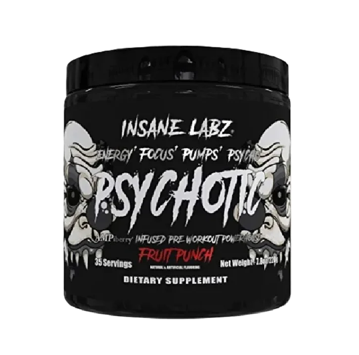 Insane Labz Psychotic Black Pre Entreno 35 Servicios ponche de frutas
