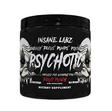 Insane Labz Psychotic Black Pre Entreno 35 Servicios ponche de frutas