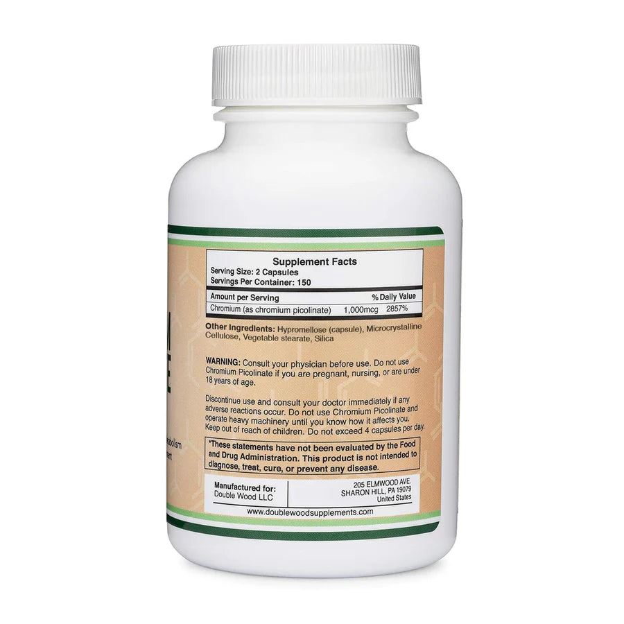 Double Wood Picolinato de Cromo 1000mcg 300 Capsulas Informacion nutricional