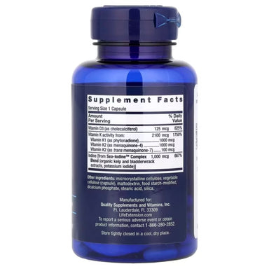 Life Extension Vitamins D and K 60 Caps Informacion nutricional