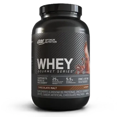Optimum Nutrition Proteina Whey Gourmet 900gr 24 Servicios Chocolate Malt Portada