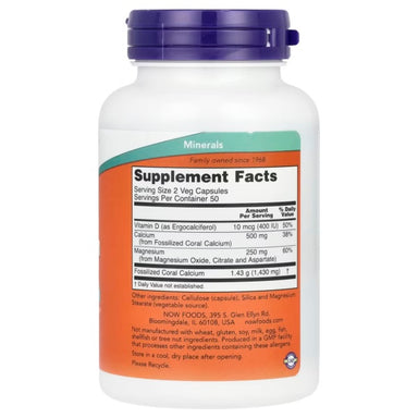 Now Foods Coral Calcium Plus 100 Capsulas Informacion nutricional