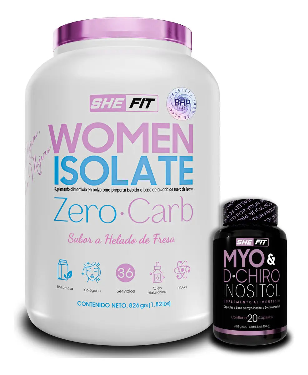 BHP Proteina She Fit Women Isolate Zero Carb 1.8Lbs Sabor Helado de Fresa