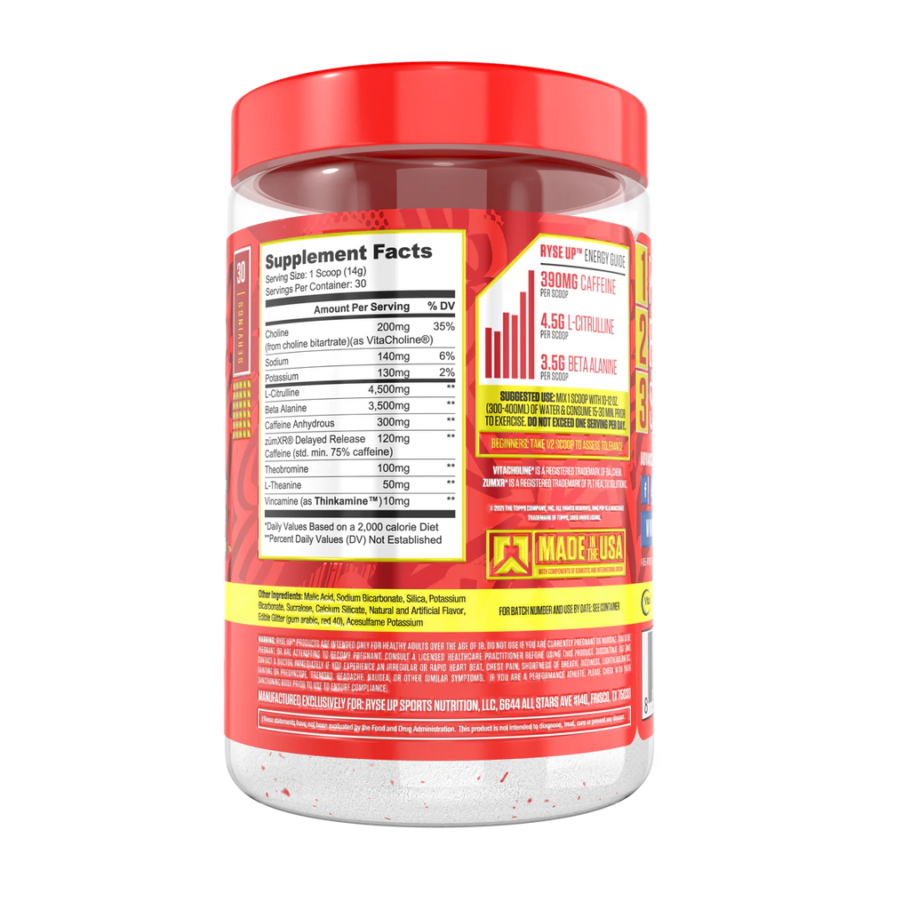 Ryse Loaded Pre Entreno Ring Pop- Cherry Ring Pop 30 Servicios informacion nutricional