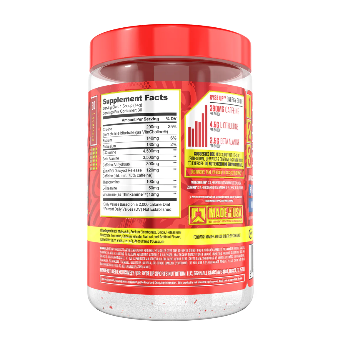 Ryse Loaded Pre Entreno Ring Pop- Cherry Ring Pop 30 Servicios informacion nutricional