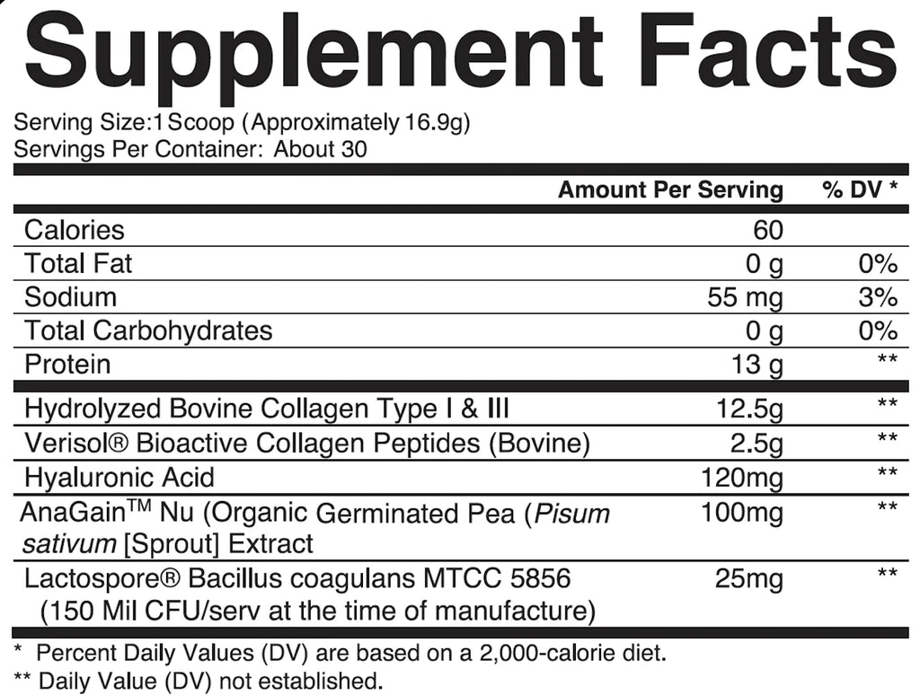 Nutrifitt epic collagen 30 servicios Informacion Nutricional