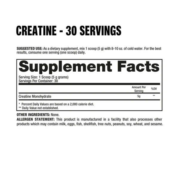 Dragon Pharma Creatina Monohidratada 150 Gr 30 Serv Informacion nutricional