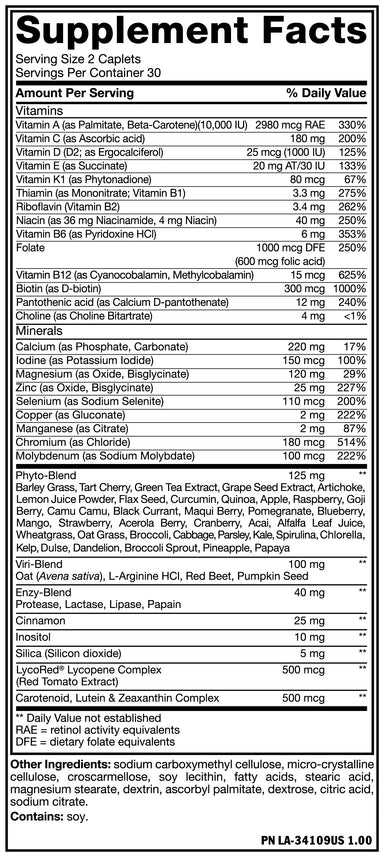 Mutant Multivitamínico Multi 60 Cápsulas 30 Servicios informacion nutricional