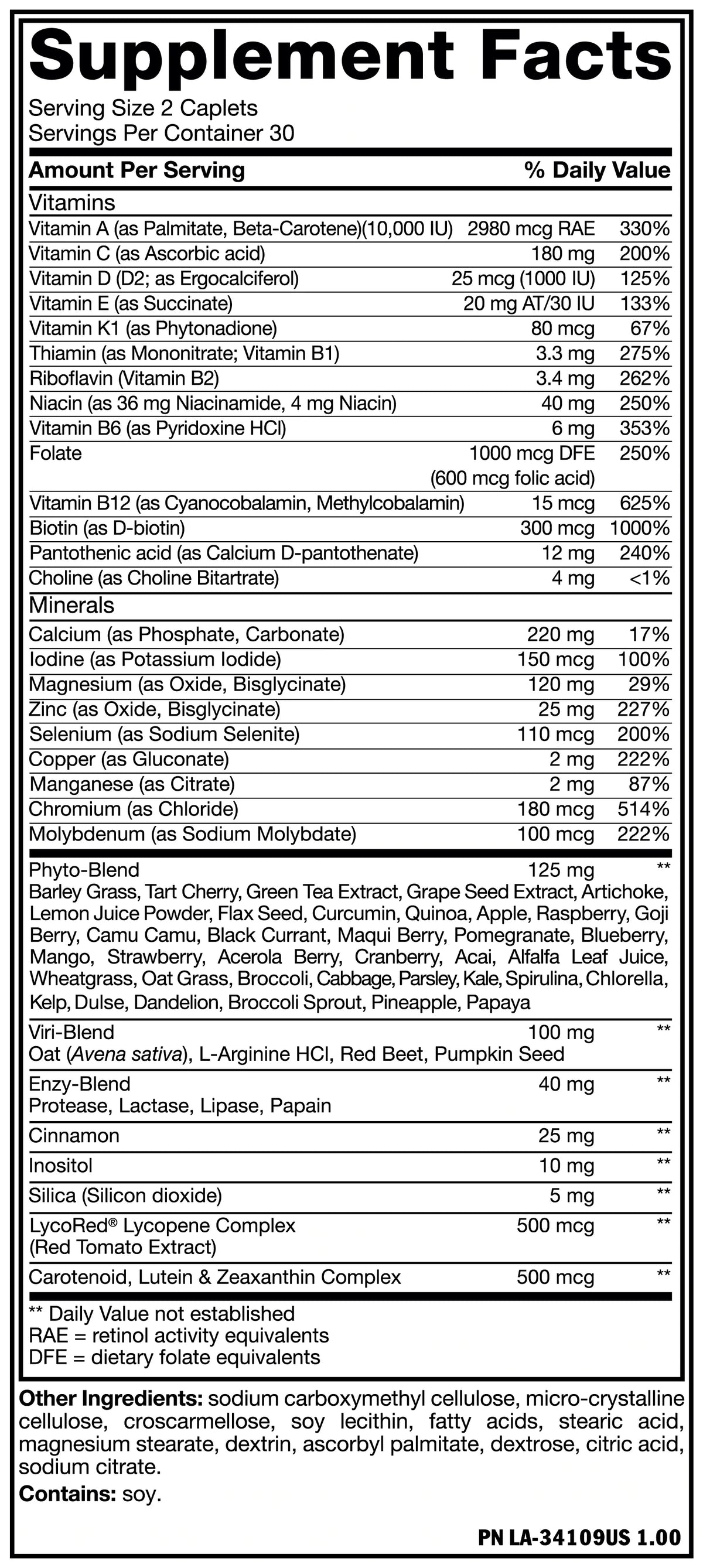 Mutant Multivitamínico Multi 60 Cápsulas 30 Servicios informacion nutricional