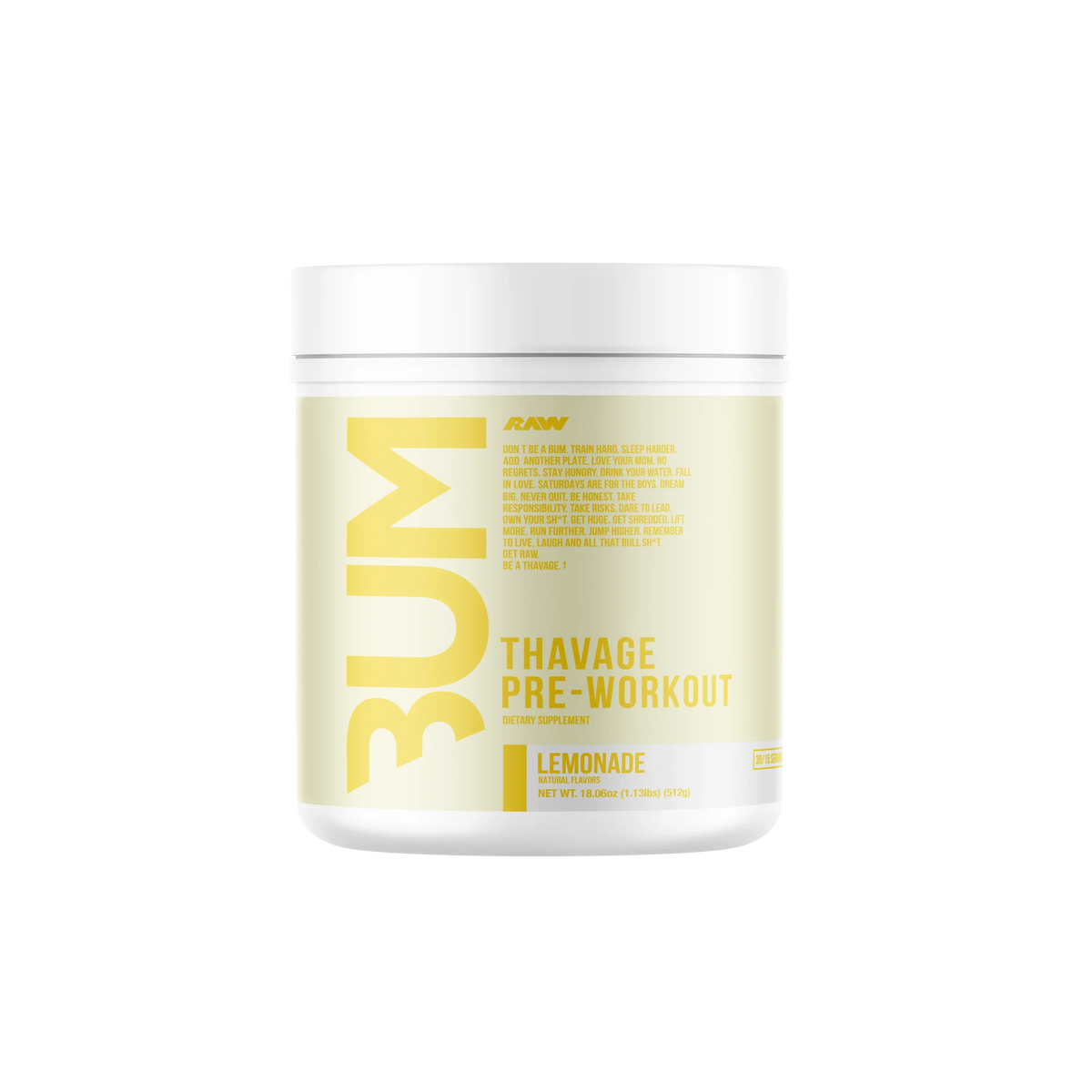 Raw Nutrition Bum Thavage Pre Entreno 40 Servicios lemonade