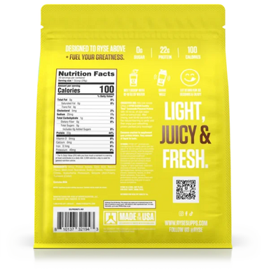 Ryse Clear Protein 580gr 20 Servicios Country Time Lemonade Informacion nutricional