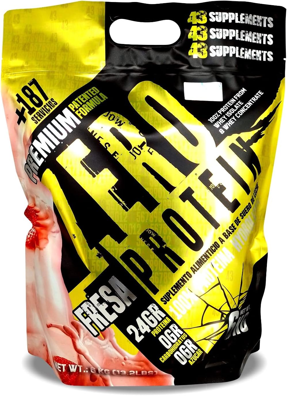 43 Supplements Proteina Hidrolizada 13.2 Lbs 150 Servicios fresa