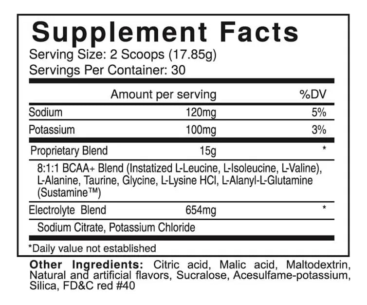 USPlabs BCAA Supreme Informacion nutricional