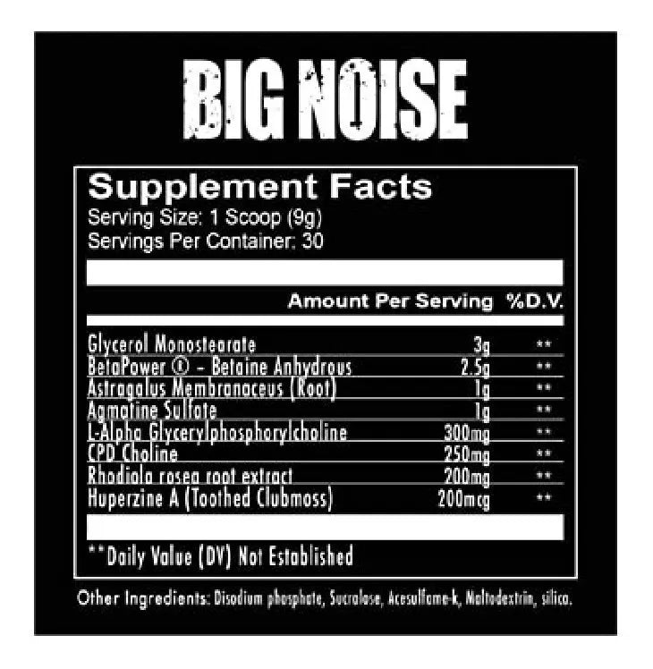 Redcon1 Big Noise 30 Servicios 258gr INFORMACION NUTRICIONAL