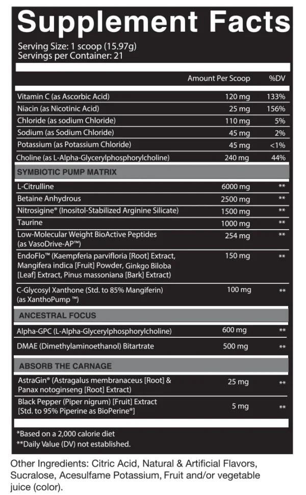 Nutrifitt Carnage Pump Pre Entreno 21 Servicios Informacion nutricional