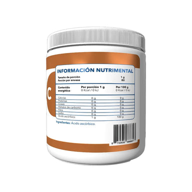 Essentials Vitamina C 1Gr/ 80 Servicios informacion nutricional