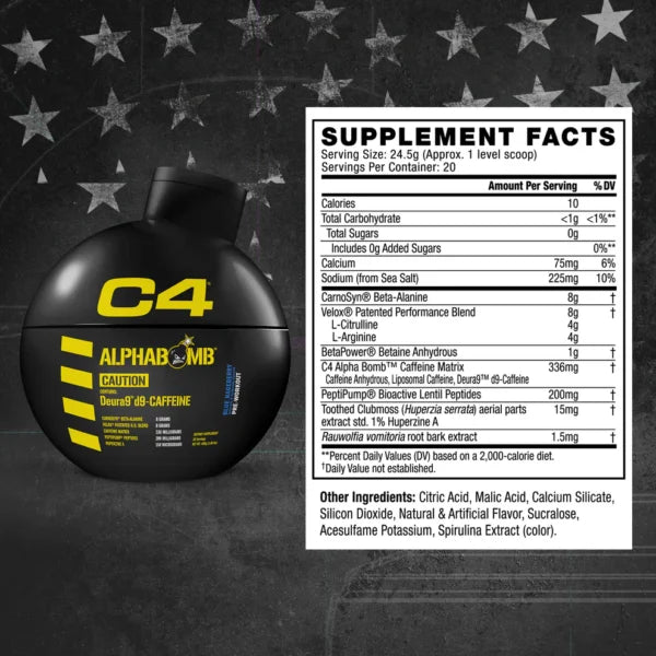 Cellucor Alpha Bomb Pre Entreno 20 Servicios Informacion nutricional
