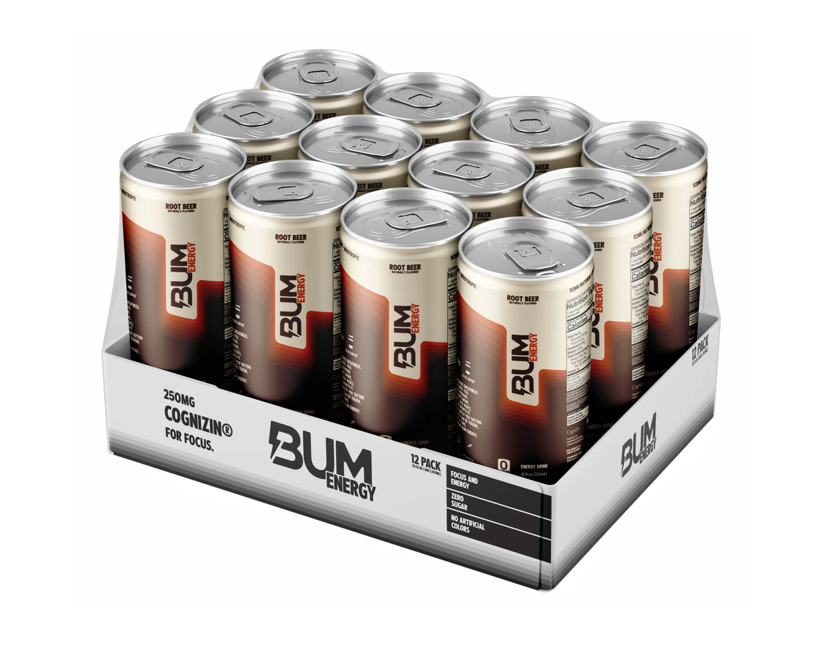 Raw Nutrition Bum Energy Drink 12 Pack Root Beer Portada