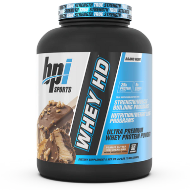 BPI Sports Proteina Whey HD 4.5 Lbs 50 Servicios peanut butter ice cream