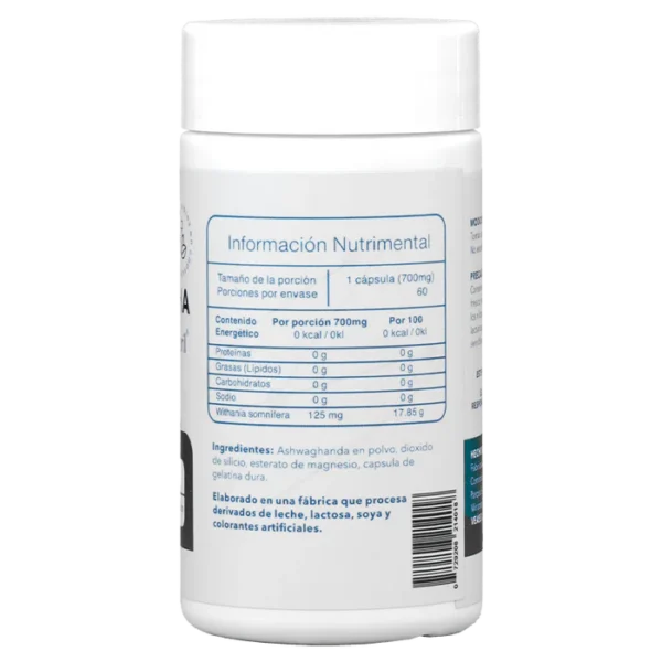 Essentials Ashwagandha 60 Tabletas Informacion nutricional