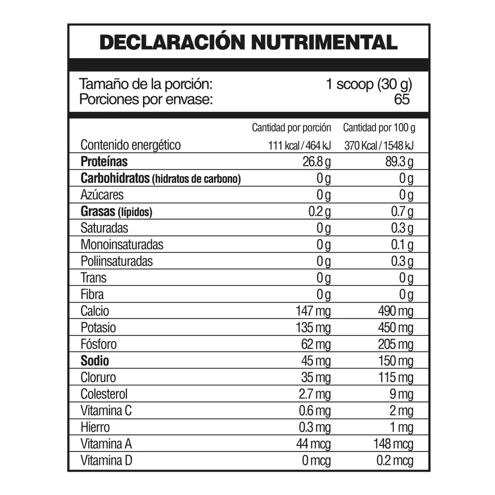 Fsb Isolate Protein 1.95kg 65 Servicios informacion nutricional 2