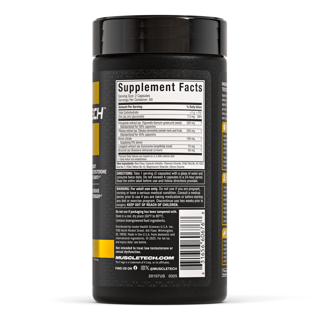Muscletech Alpha Test 120 capsulas informacion nutricional