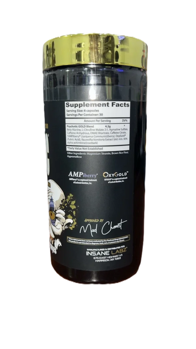 Insane Labz Psychotic Gold Pre Entreno 180 Capsulas 30 Servicios Informacion nutricional
