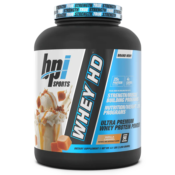 BPI Sports Proteina Whey HD 4.5 Lbs 50 Servicios vainilla caramelo