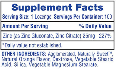 Hi Tech Zinc Lozenges 100 pastillas Informacion nutricional